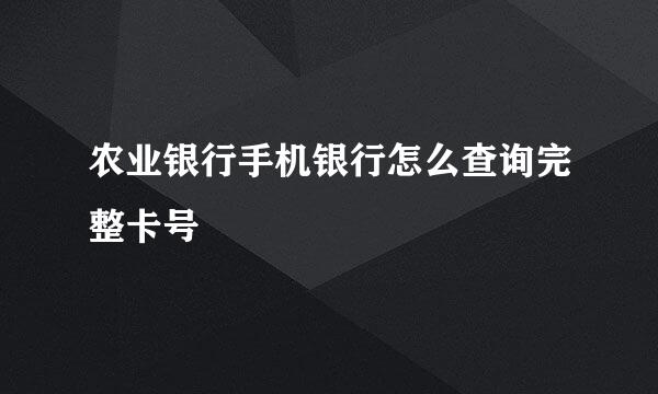 农业银行手机银行怎么查询完整卡号