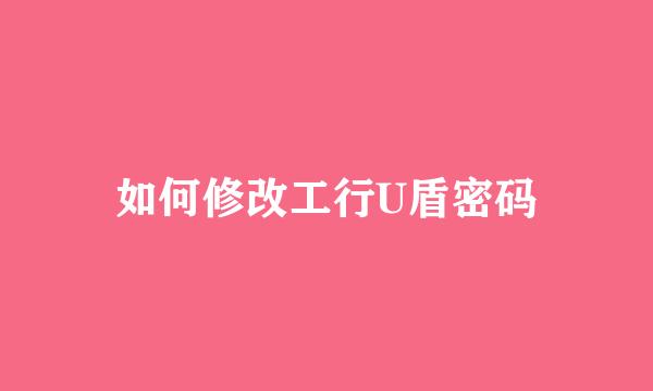 如何修改工行U盾密码