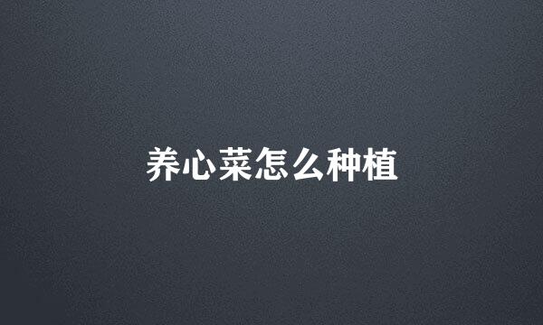 养心菜怎么种植
