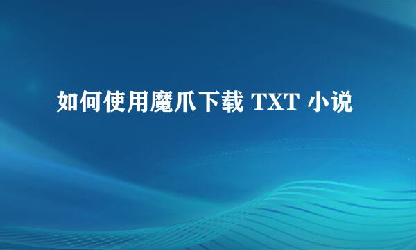 如何使用魔爪下载 TXT 小说