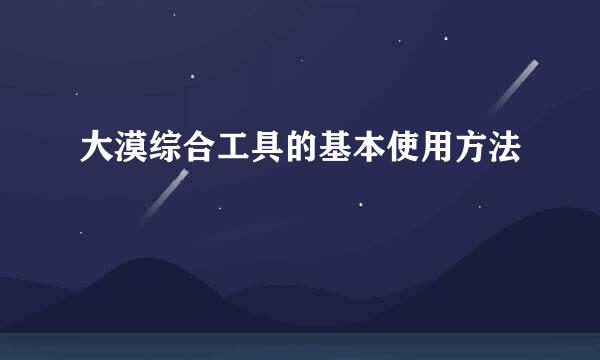 大漠综合工具的基本使用方法