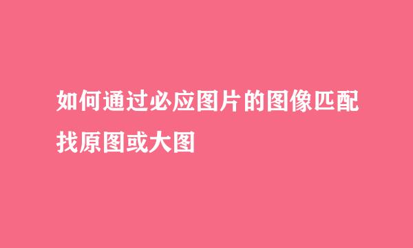 如何通过必应图片的图像匹配找原图或大图