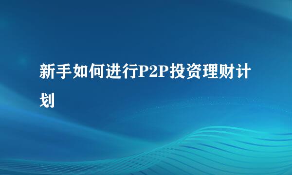 新手如何进行P2P投资理财计划