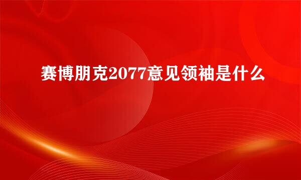 赛博朋克2077意见领袖是什么