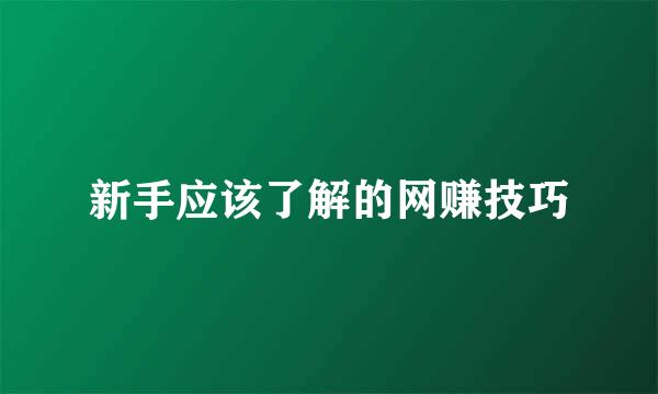 新手应该了解的网赚技巧