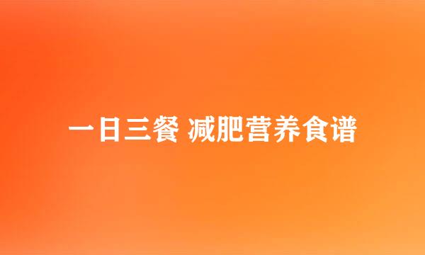 一日三餐 减肥营养食谱
