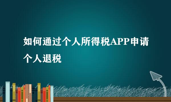 如何通过个人所得税APP申请个人退税