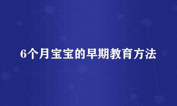 6个月宝宝的早期教育方法