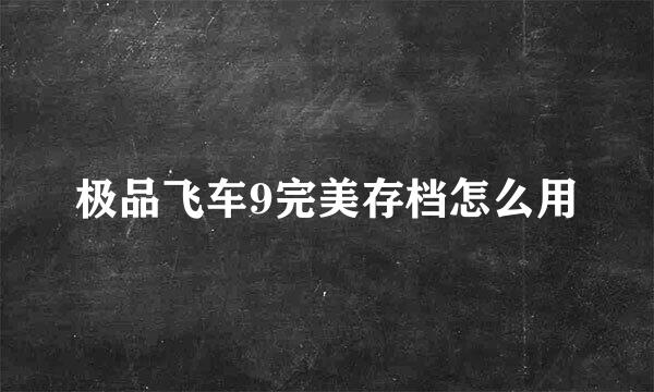 极品飞车9完美存档怎么用