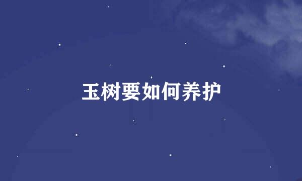 玉树要如何养护