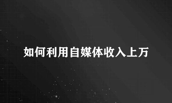 如何利用自媒体收入上万