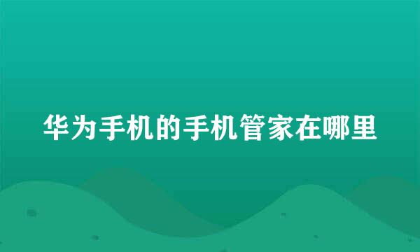 华为手机的手机管家在哪里