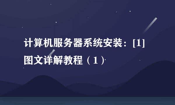 计算机服务器系统安装：[1]图文详解教程（1）