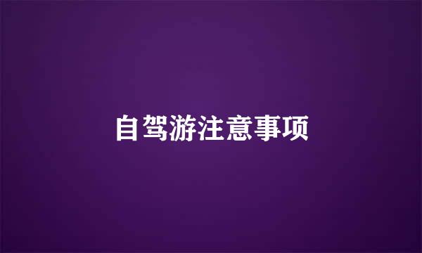 自驾游注意事项