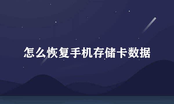 怎么恢复手机存储卡数据