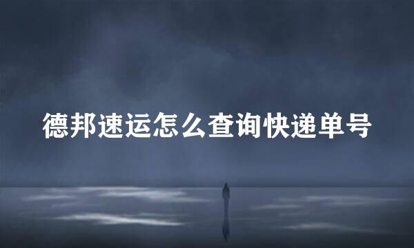 德邦速运怎么查询快递单号
