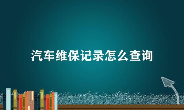 汽车维保记录怎么查询