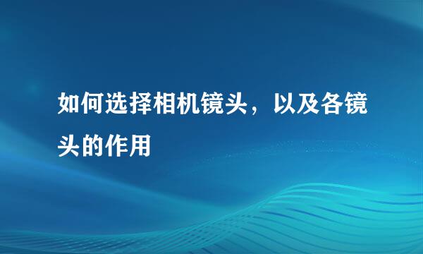 如何选择相机镜头，以及各镜头的作用