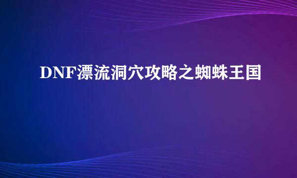DNF漂流洞穴攻略之蜘蛛王国