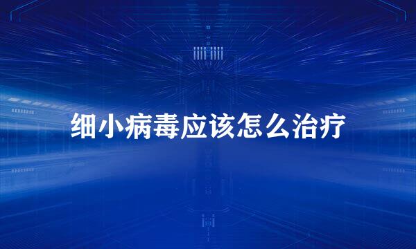 细小病毒应该怎么治疗