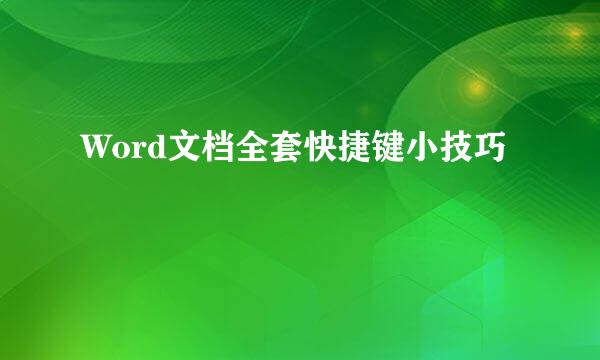 Word文档全套快捷键小技巧