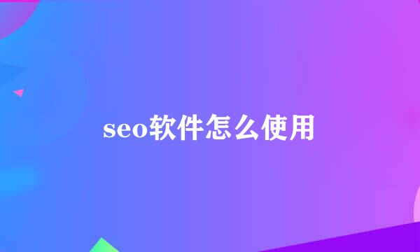seo软件怎么使用