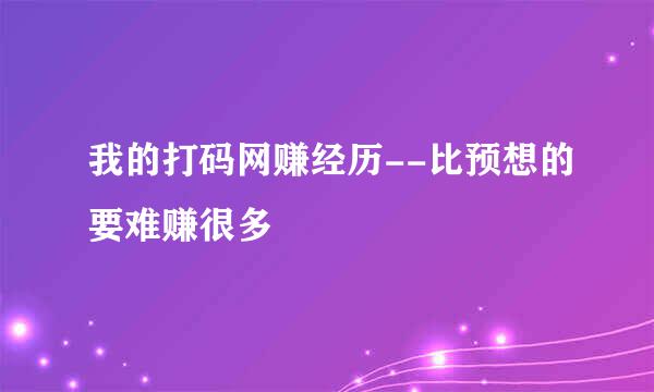 我的打码网赚经历--比预想的要难赚很多