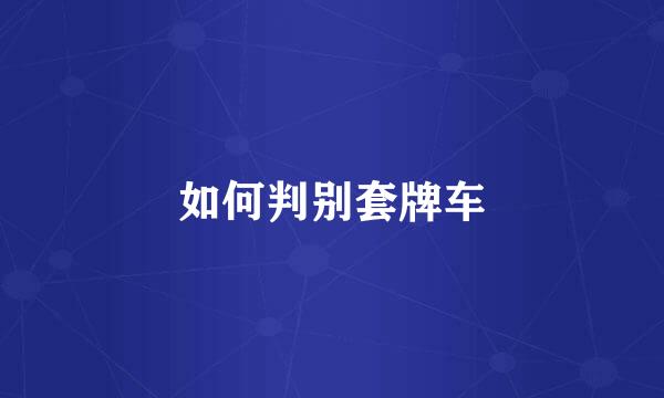 如何判别套牌车