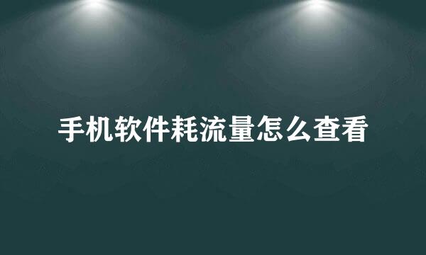 手机软件耗流量怎么查看