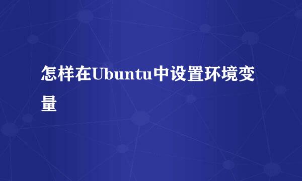 怎样在Ubuntu中设置环境变量