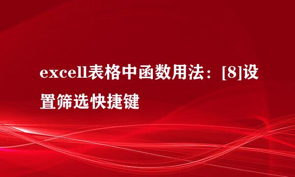 excell表格中函数用法：[8]设置筛选快捷键