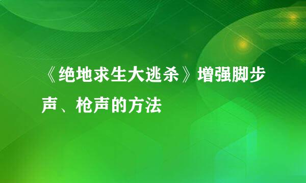 《绝地求生大逃杀》增强脚步声、枪声的方法