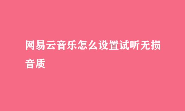 网易云音乐怎么设置试听无损音质