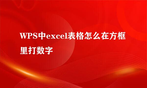 WPS中excel表格怎么在方框里打数字