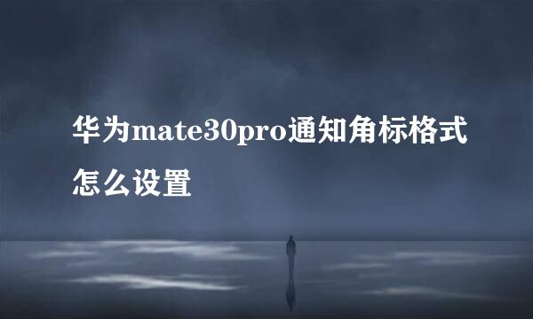 华为mate30pro通知角标格式怎么设置