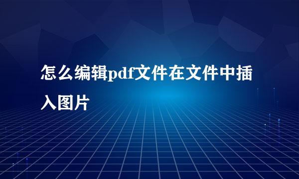 怎么编辑pdf文件在文件中插入图片