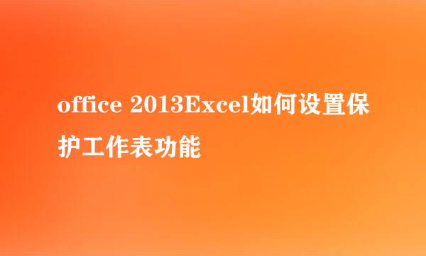 office 2013Excel如何设置保护工作表功能