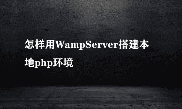 怎样用WampServer搭建本地php环境