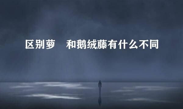 区别萝藦和鹅绒藤有什么不同