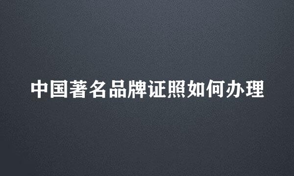 中国著名品牌证照如何办理