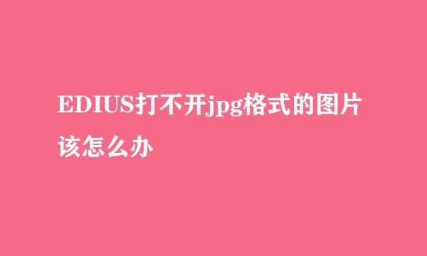 EDIUS打不开jpg格式的图片该怎么办