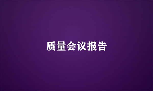 质量会议报告
