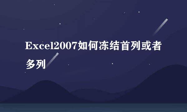 Excel2007如何冻结首列或者多列