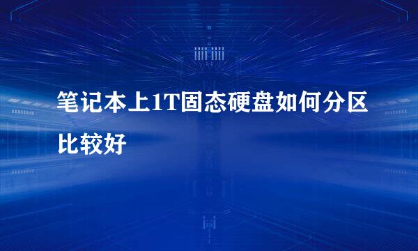 笔记本上1T固态硬盘如何分区比较好