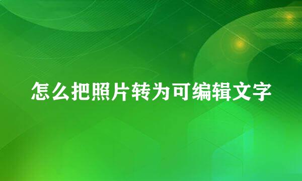 怎么把照片转为可编辑文字