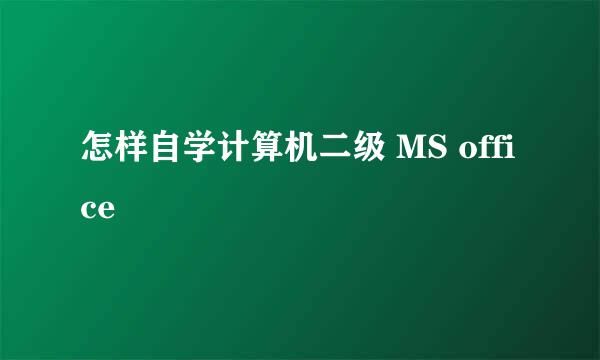 怎样自学计算机二级 MS office