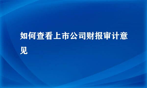 如何查看上市公司财报审计意见