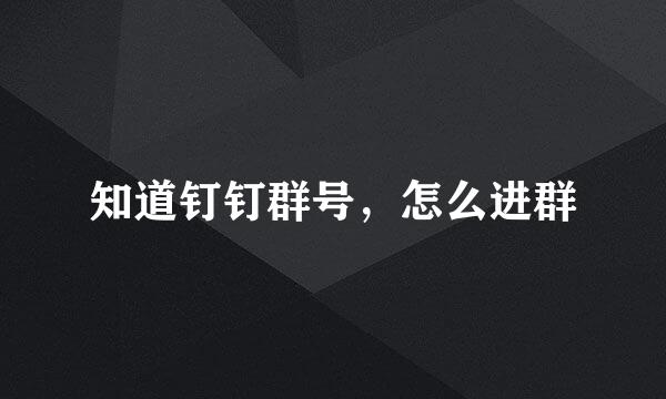 知道钉钉群号，怎么进群