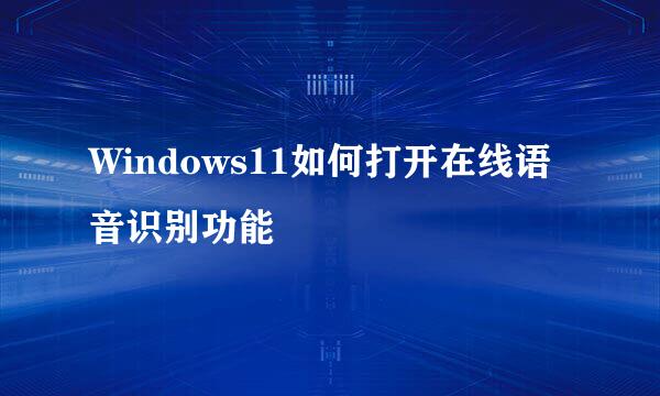 Windows11如何打开在线语音识别功能