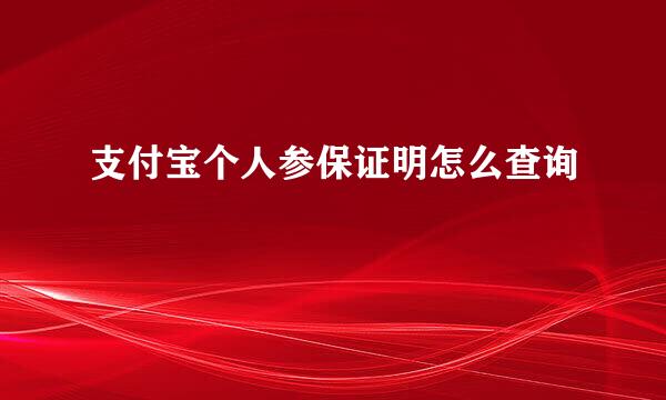 支付宝个人参保证明怎么查询